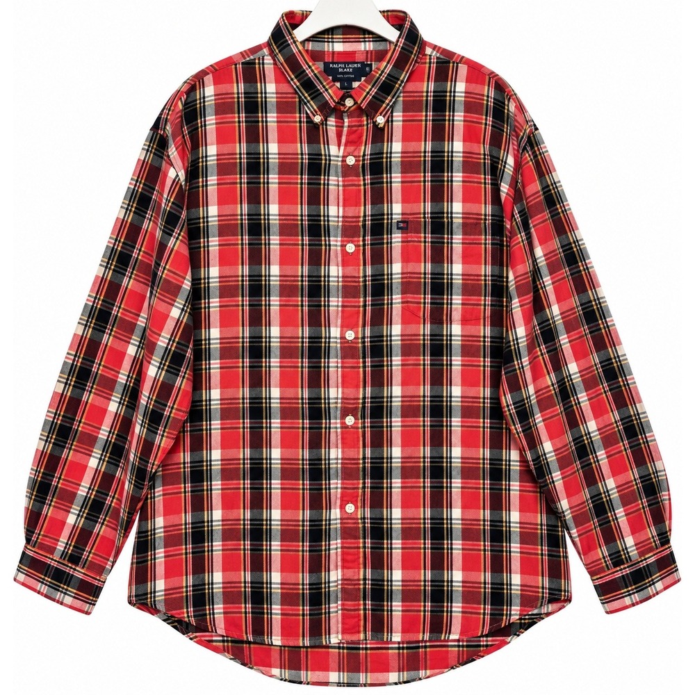Ralph Lauren Jeans Co. XXL Red Plaid Cotton Button Down Shirt Long Sleeve
